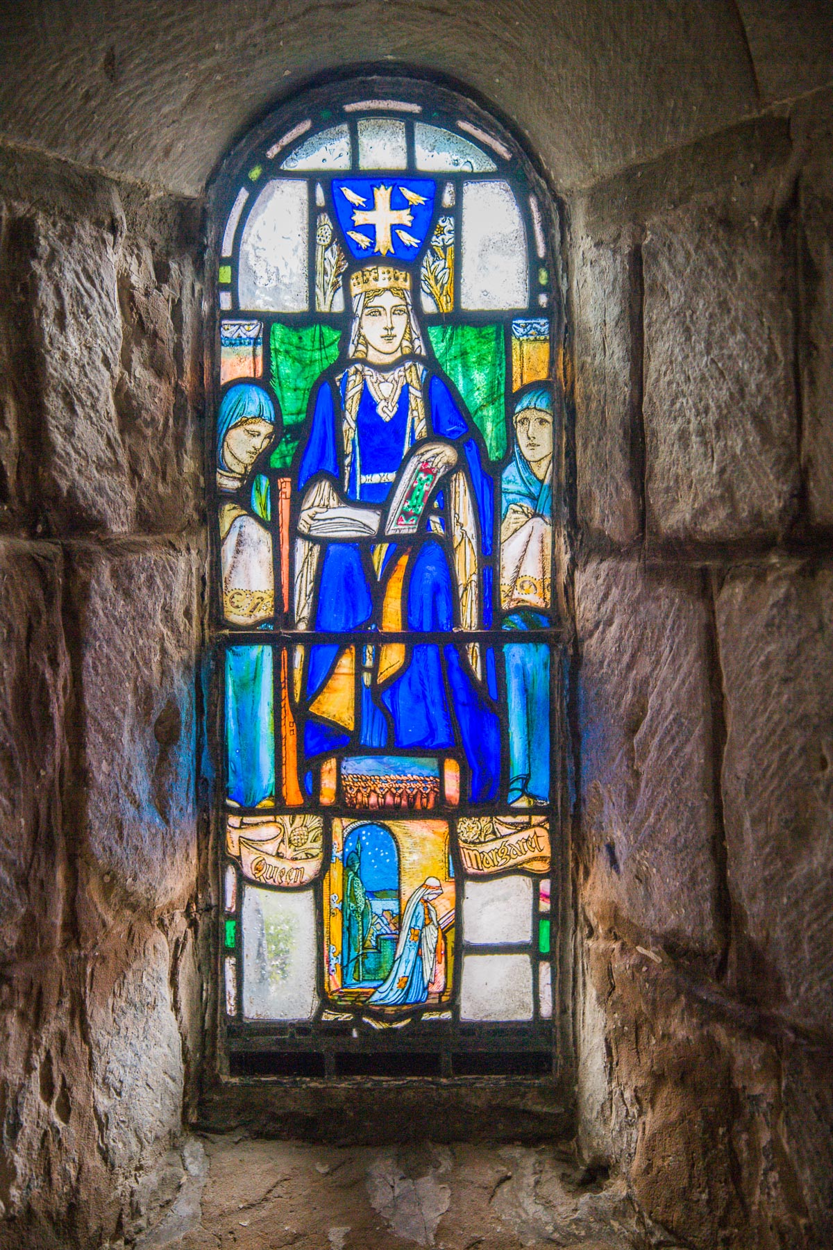 Stained glass window of St. Margaret inside Balmoral Castle, Edinburgh