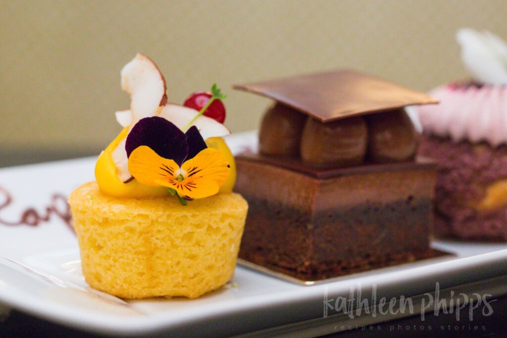lemon and coconut cake with passion fruit curd at the Balmoral Hotel, Edinburgh
