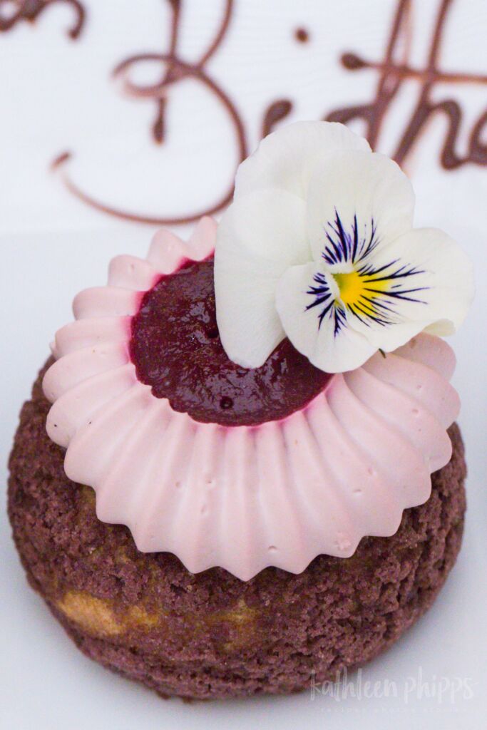 Violet Black Currant Choux bun at the Balmoral Hotel, Edinburgh