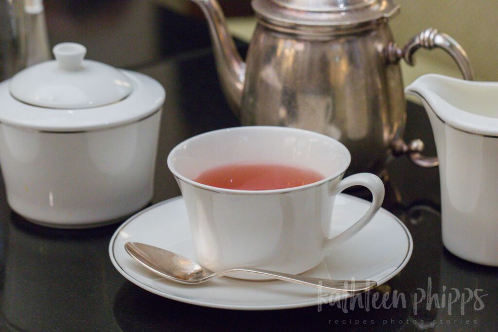 Rose petal tisane at the Balmoral Hotel, Edinburgh